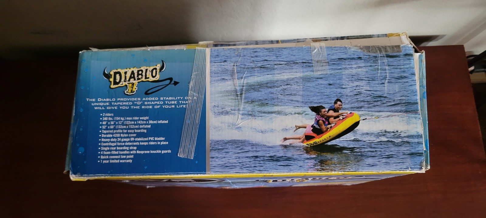 Rave Sports Diablo II Towable Tube Boat – Inflatable Boating Tube for 1-2 Rid…