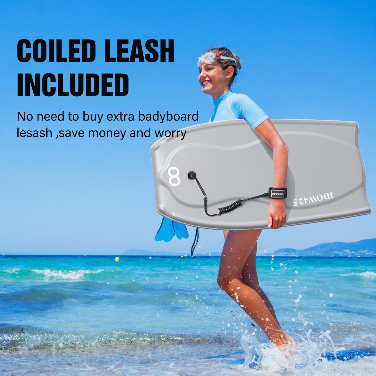 Woowave Bodyboard 42.5 Inch Includes Premium Body Board Bag And Coiled Wrist