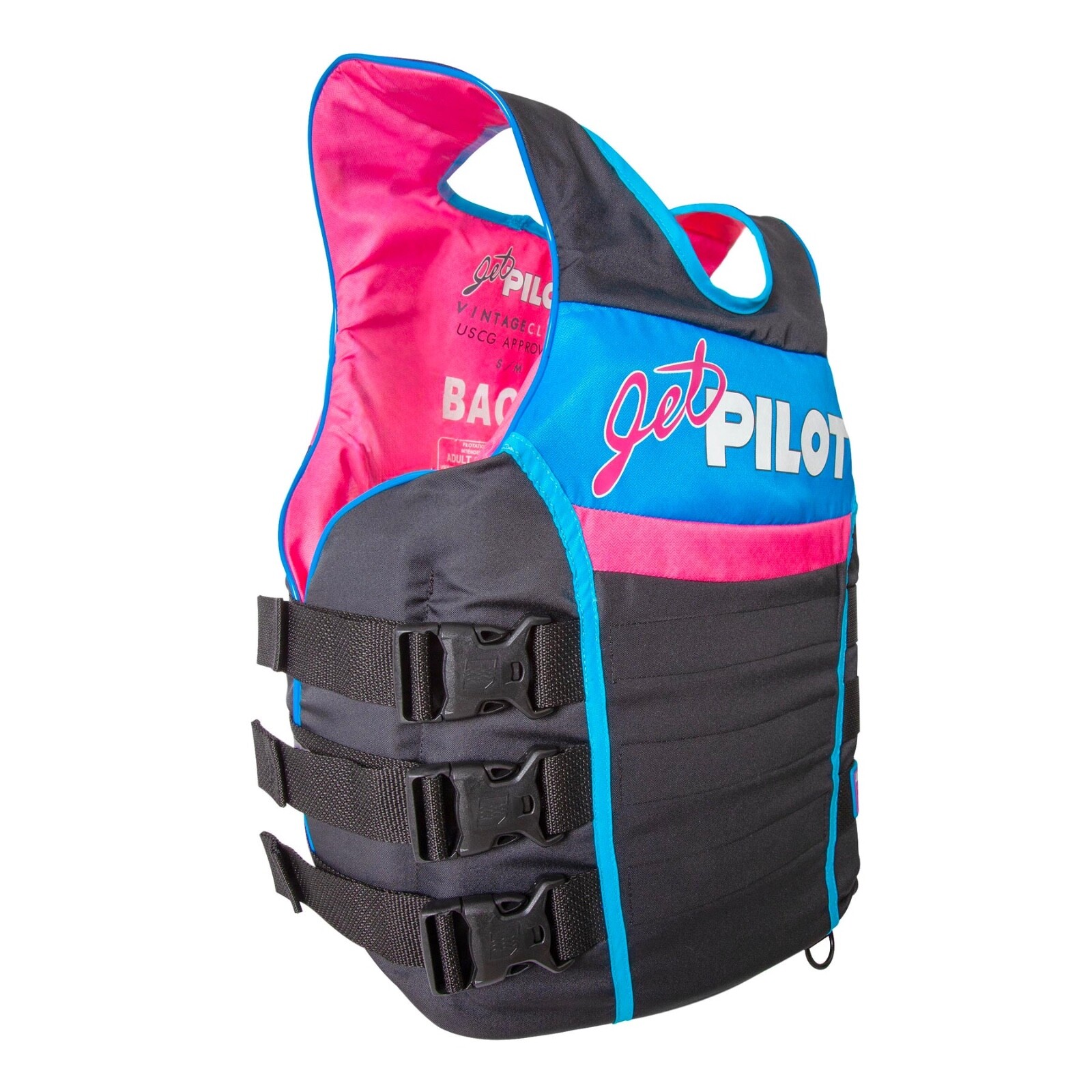JETPILOT Vintage Nylon CGA 3-Buckle PFD Vest Side Entry PWC Blue Black JP23212