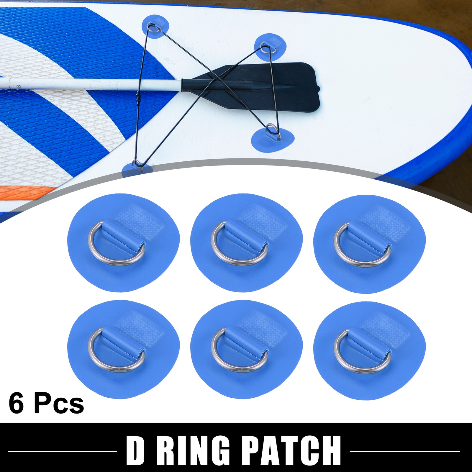 6pcs 6cm Blue D Ring Patch PVC Stainless Steel Round Shape Pad for Surfboard