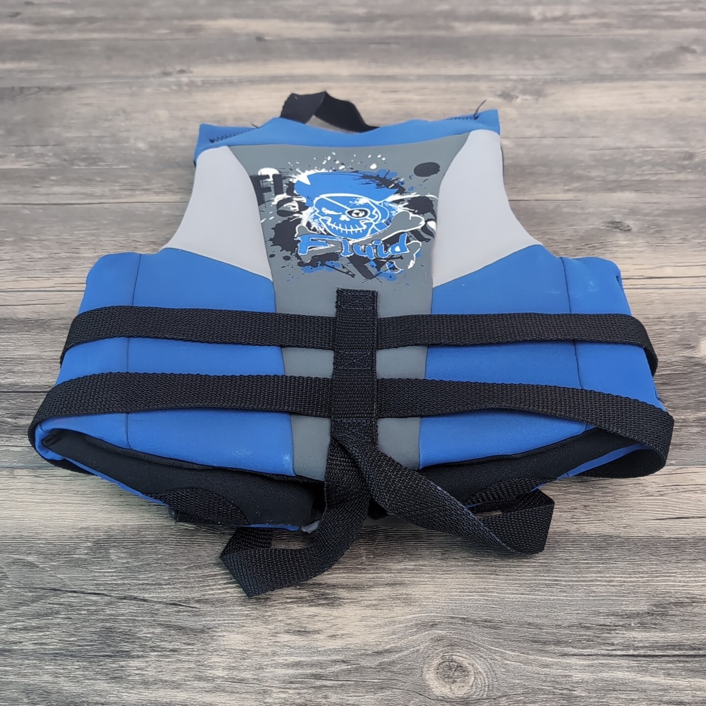 Life Jacket Ski Vest 30-50 Lbs Fluid Type III Blue Gray Black Water Safety