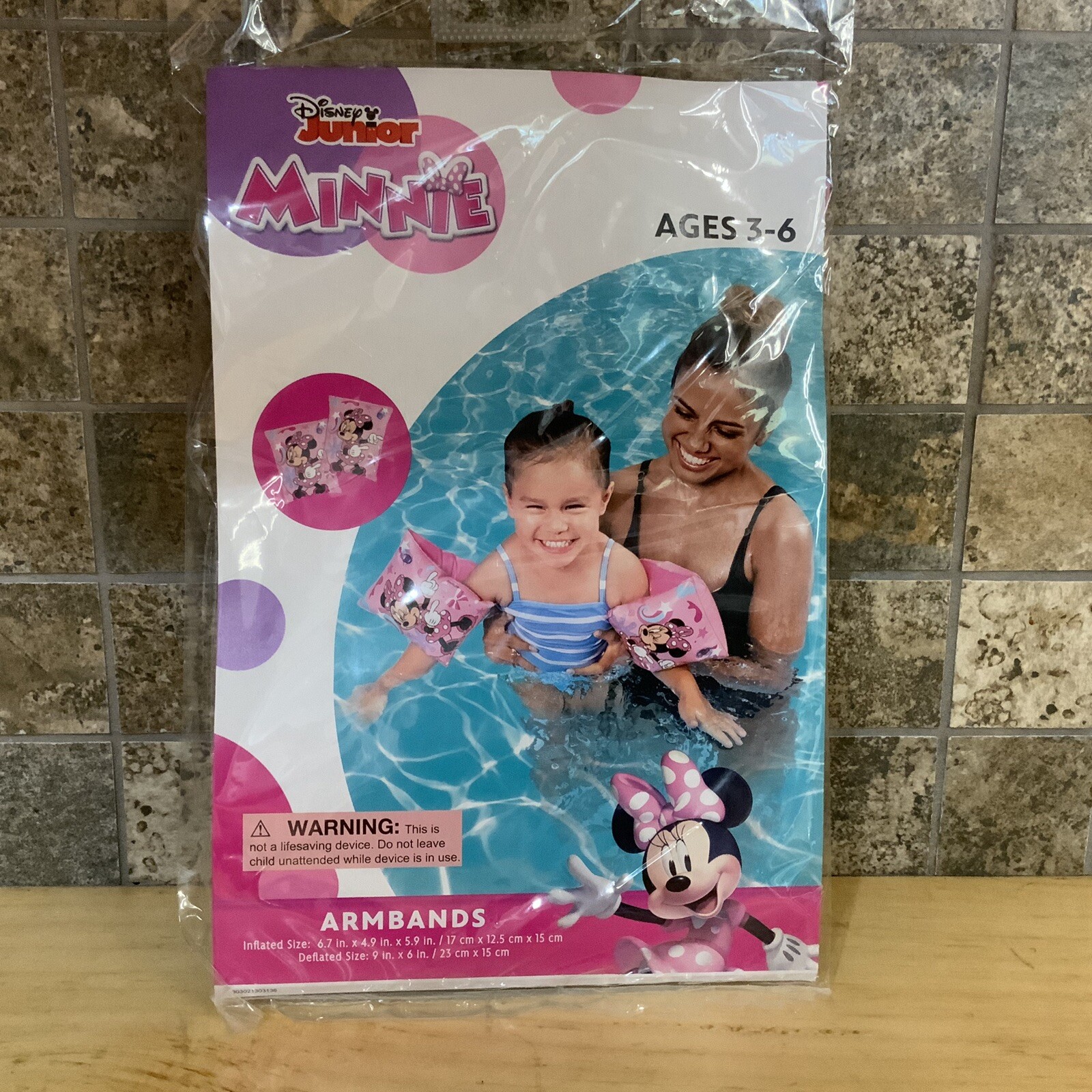 Disney Jr Minnie Mouse Inflatable Arm Bands Floaties Swim Pool Water Age 3-6 NEW