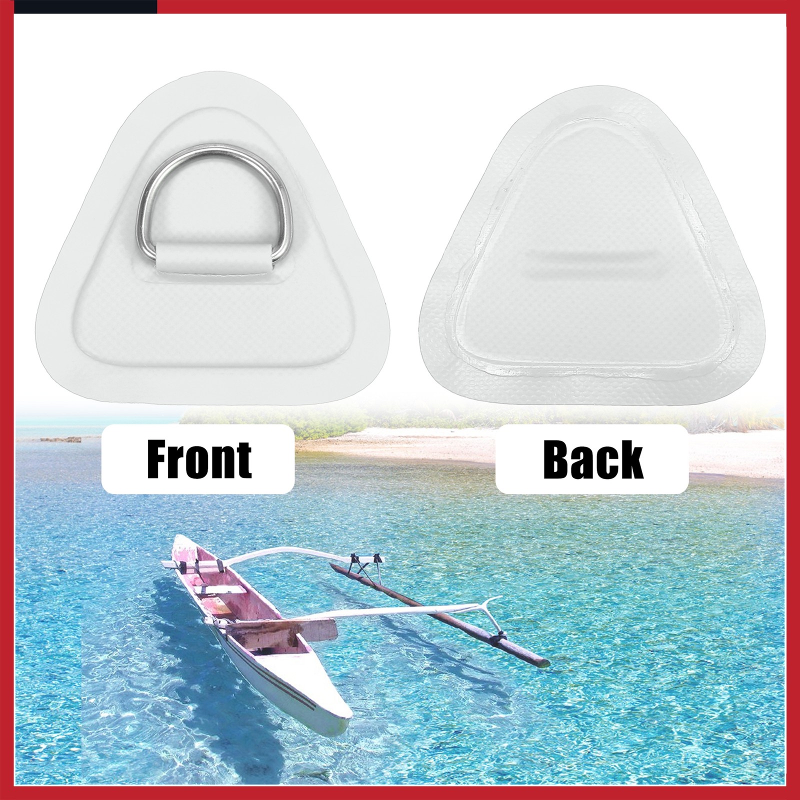 6 pcs D Ring Patch Triangle Shape Gray for Kayak Canoe Deck