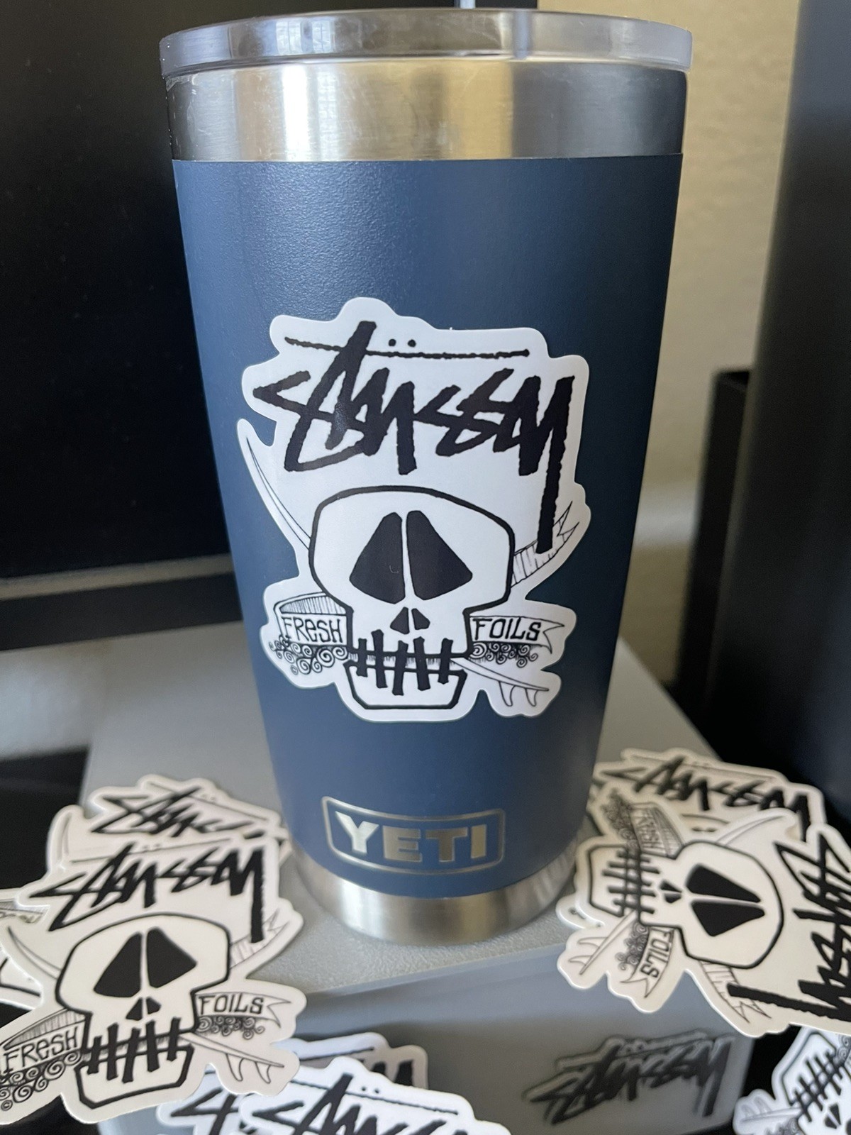 STUSSY Fresh Foils 2026 Design Surf Skull Sticker (Qty: 1)