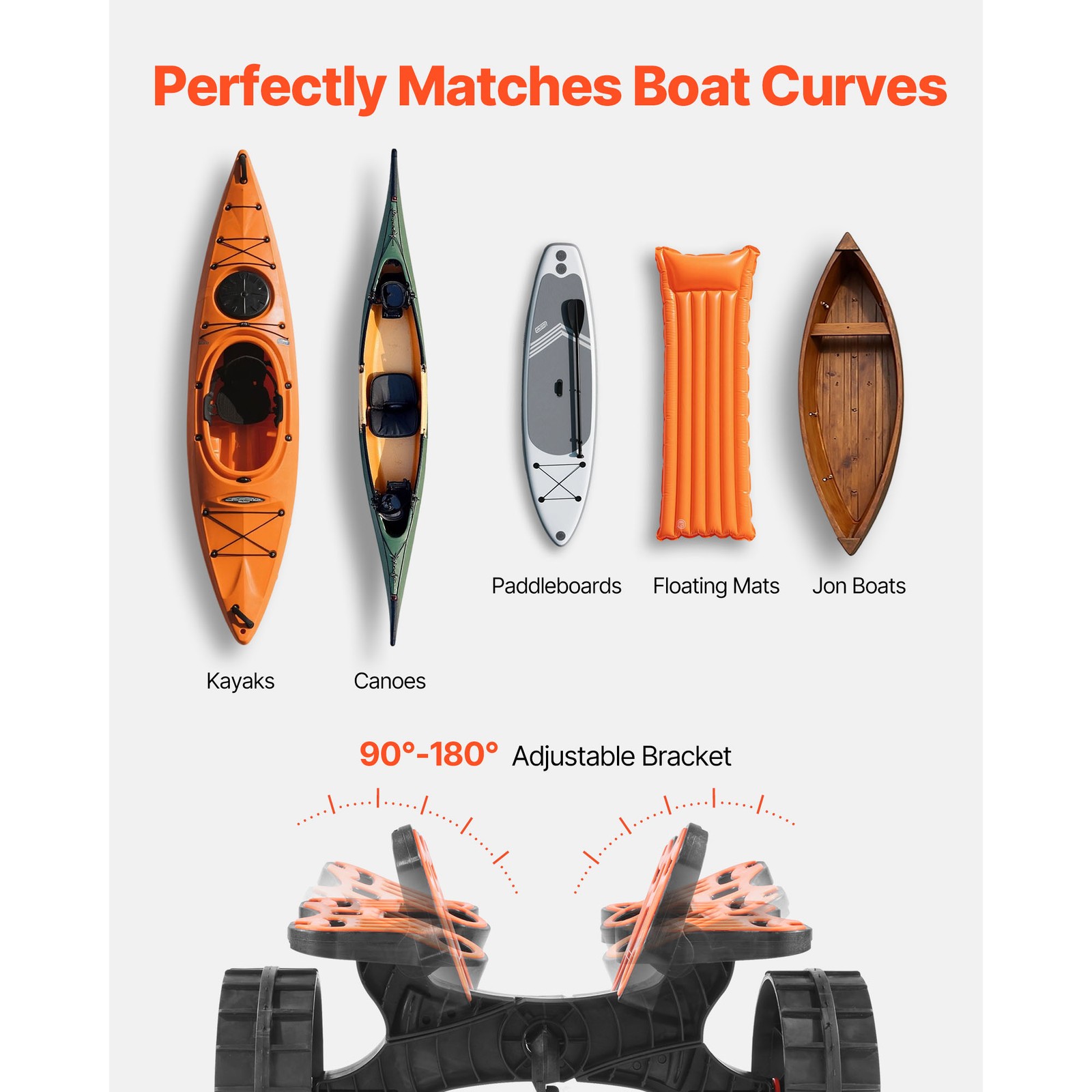 Uimoso Foldable Kayak Carrier with 300 lbs Capacity and Durable Rubber Tires
