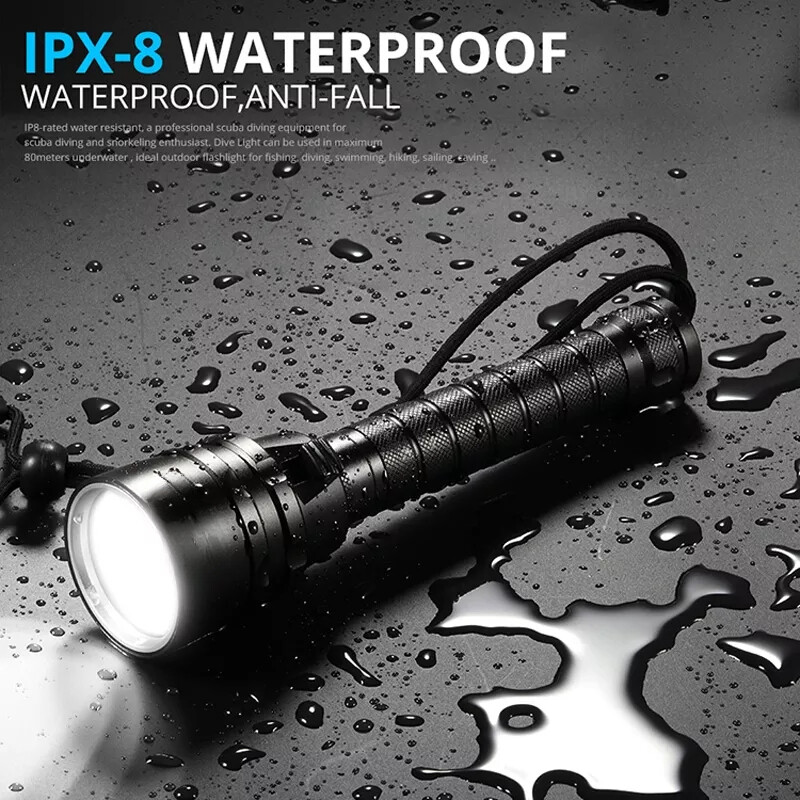 Scuba Diving Flashlight 3000 Lumens Unde Water 100 Meters Waterproof LED US