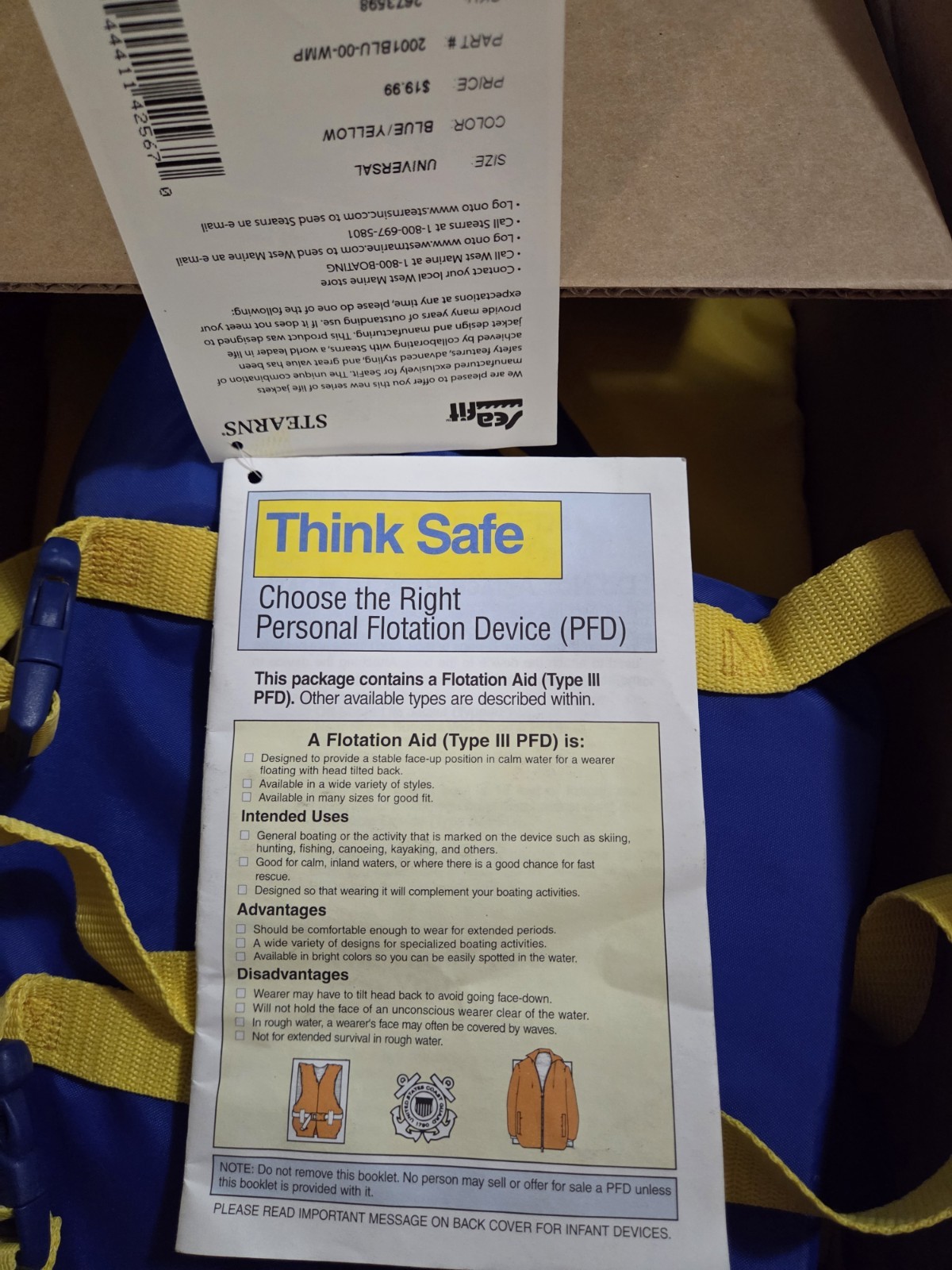 SEA FIT LIFEVEST ADULT TYPE 3 PFD ADULT UNIVERSAL FIT 30-52″ Over 90lbs: (2) @@