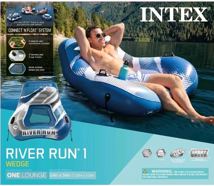 Intex River Run Wedge Portable Inflatable Floating Lounge
