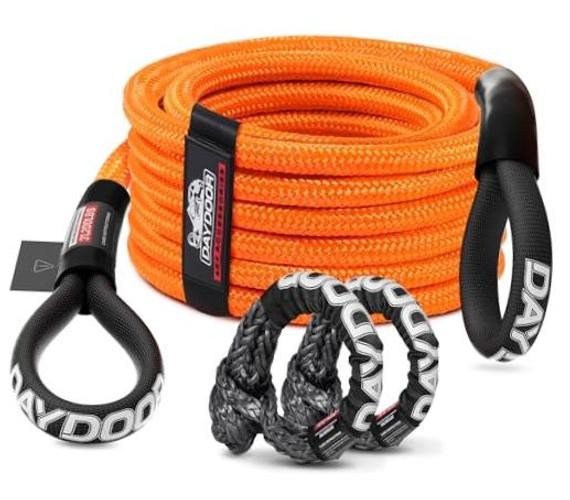 Recovery Tow Rope Kit with 2 Soft Shackles, 7/16 Inch x 30 ft 31,200 Lbs