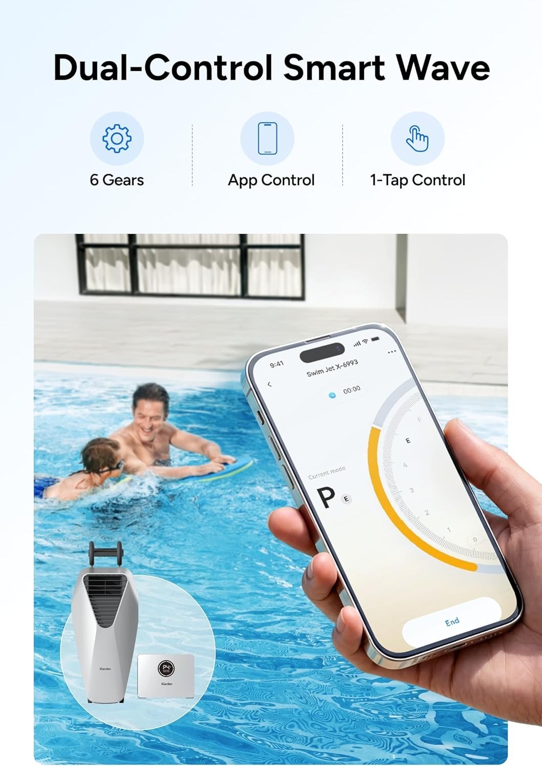 iGarden Portable Pool Swim Jet Machine App Control 10 Hour Runtime 1100 GPM