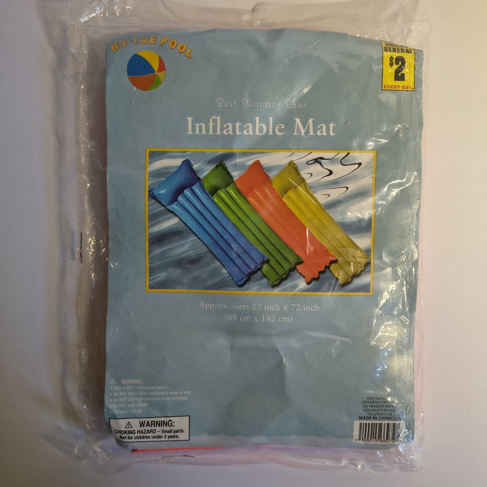 By the Pool Inflatable Mat Pool Float 27 in x 72 in (68 cm x 182 cm)