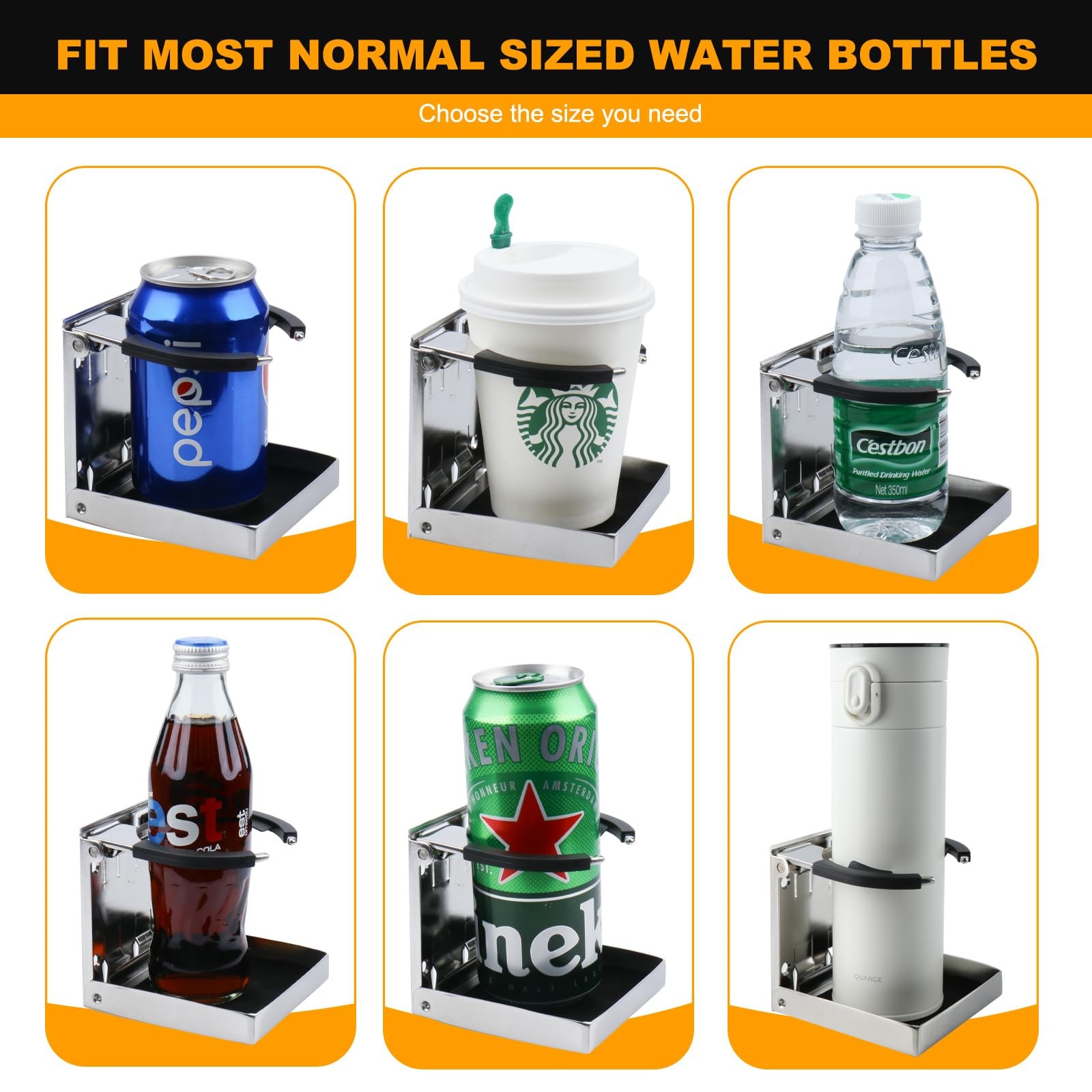2PCS Boat Cup Holder,Stainless Steel Adjustable Holder for Cup Bottle Beverag…