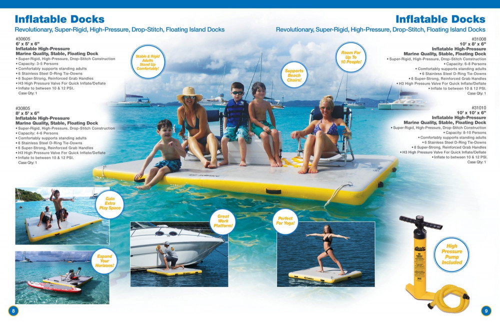 Solstice Inflatable Swimming Pool, Lake, Pond Floating Dock (Various Sizes)