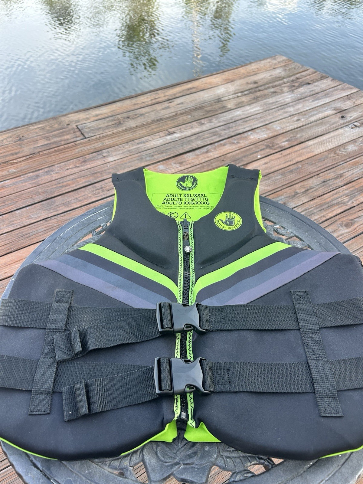 Body Glove Men’s Dual-Size Evoprene PFD, Life Jacket, (Male, Size XL,black Green