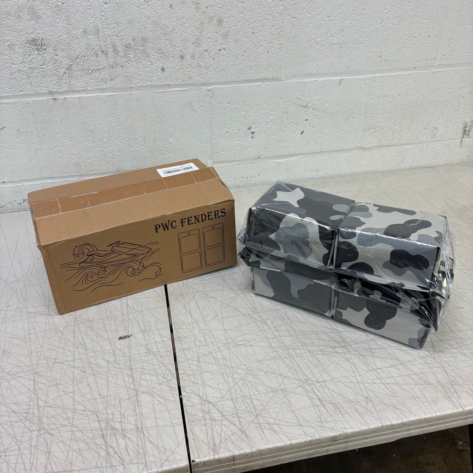 2 Pack – PWC Fender Bumpers 14x6x3.2″ Jet Ski Dock Bumpers w Cords – Gray Camo