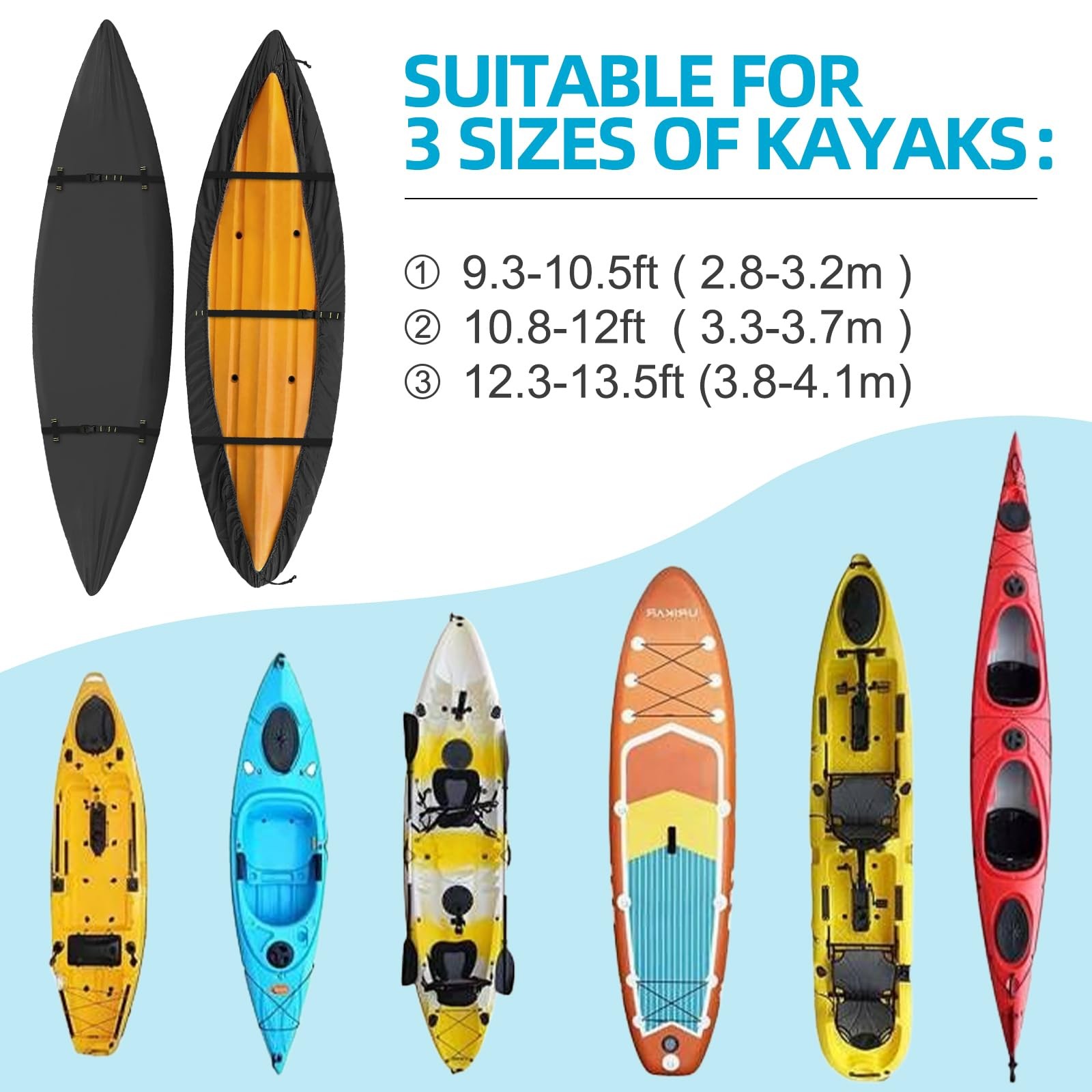 Seapisode 600D Kayak Coverheavy Duty Tear Resistant Canoe Cover Waterproof