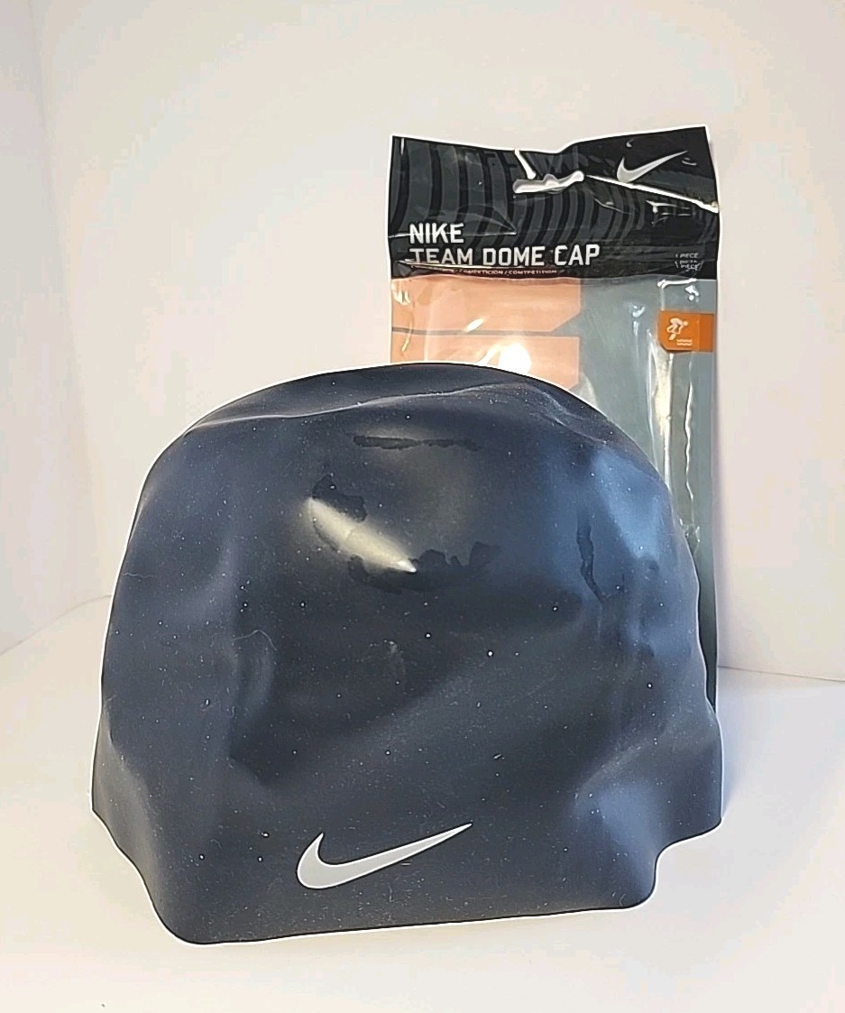 New Nike Team Dome Cap Swim Cap Midnight Navy One Size 100 % Silicon -gg