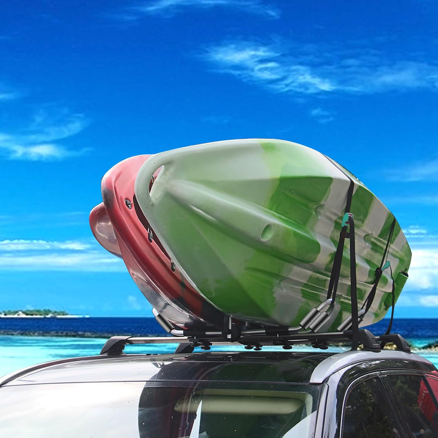 Kayak Roof Rack 4-In-1 Folding Adjustable Bilateral J-Shaped Roof Rack for Kayak