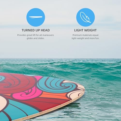 Skimboard 35 Inch Skim Boards for Beach Adults ＆ Kids, High Gloss Coat cloud