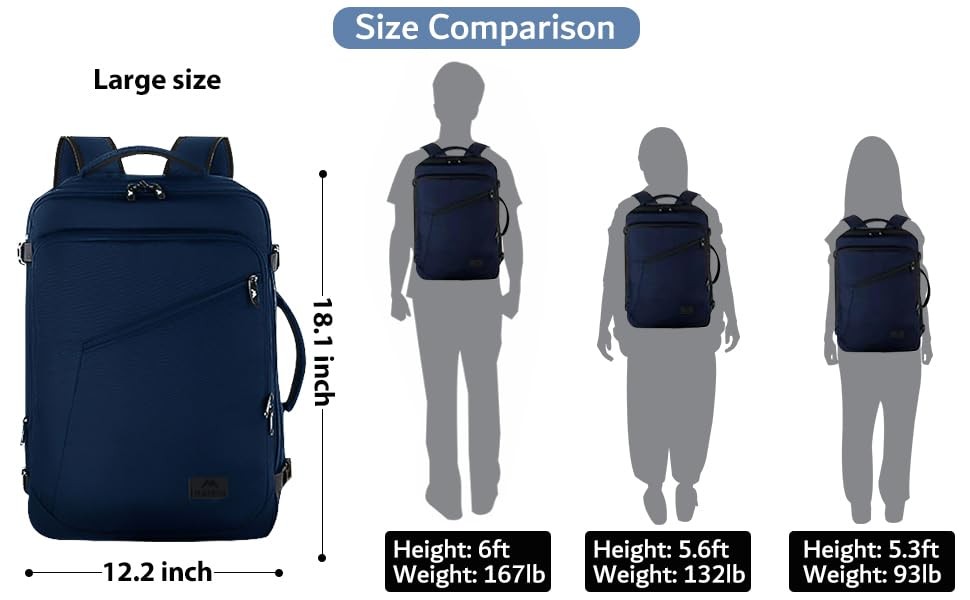 MATEIN Backpack for Travel, 27L Water Resistant Carry on Large, Blue