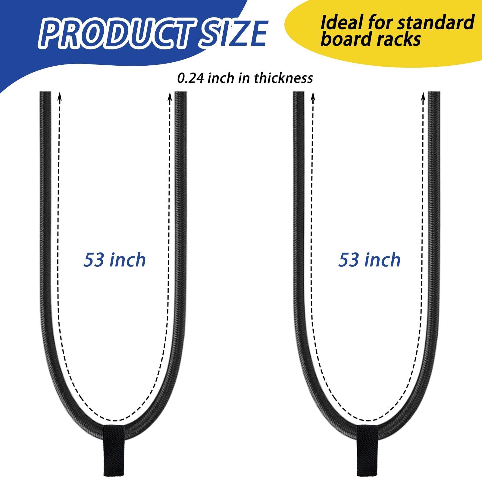 2 Pcs Replacement Wakeboard Tower Rack Bungee Cord Strap with Pull Tab, Wakeb…
