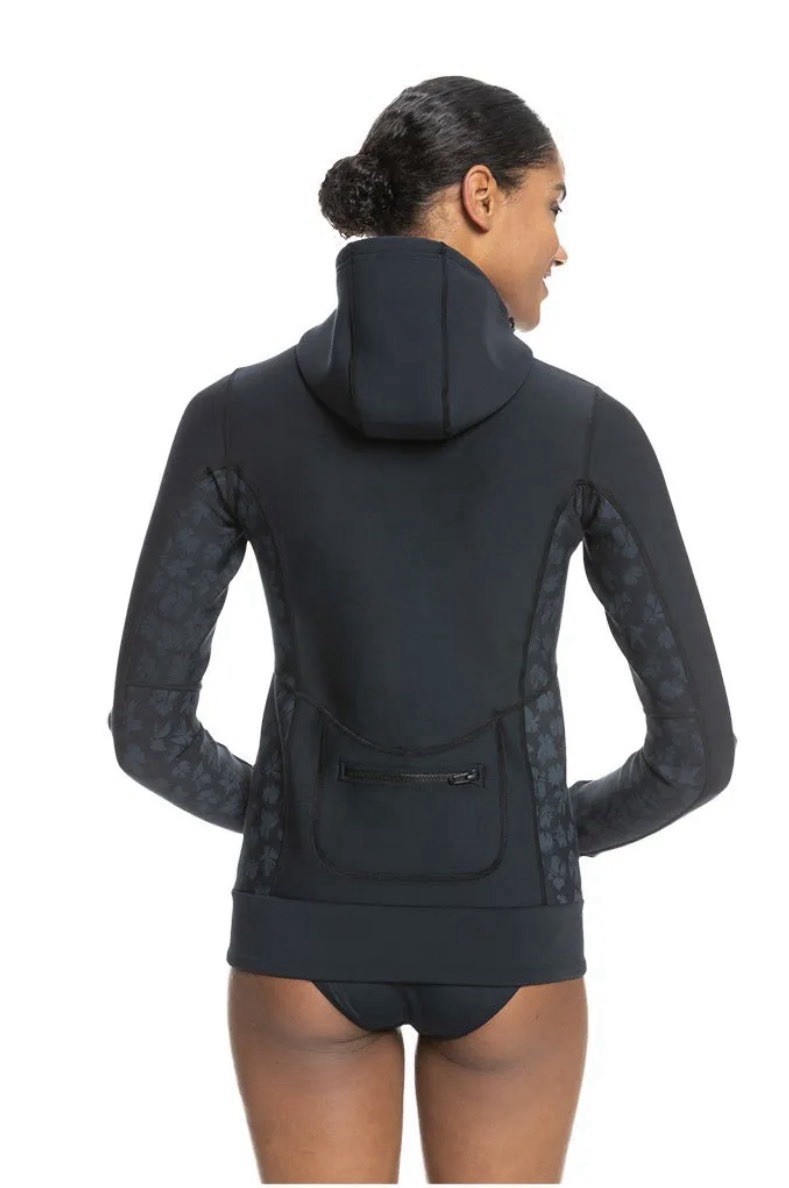 NWT Roxy Wetsuit Womens 1.0 Swell Paddle Hooded Jacket Surf Swim Black 1mm Sz 6