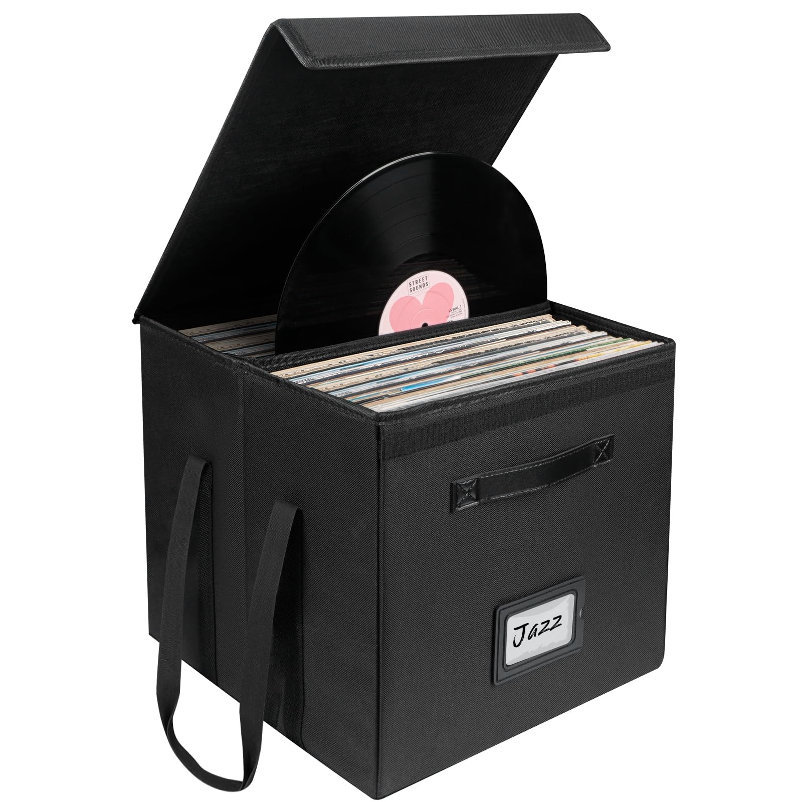 Uniclife Vinyl Record Storage Box, Collapsible LP 1 Pack, Black