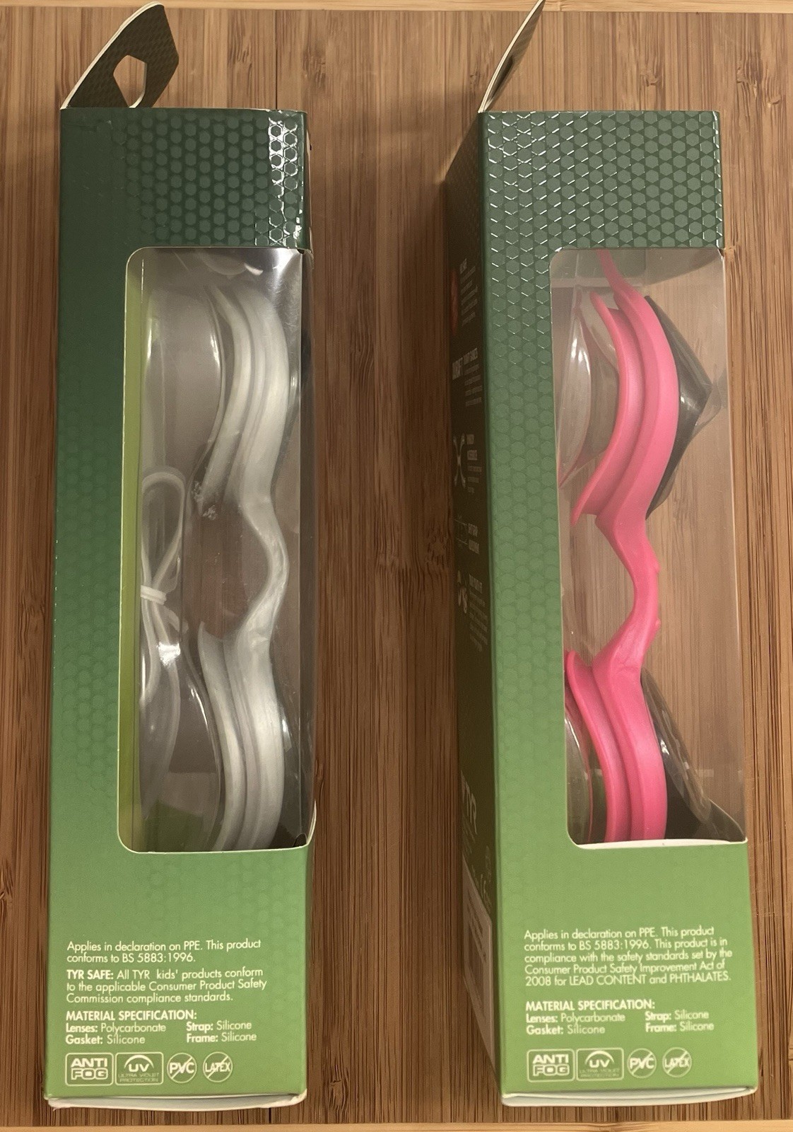 2 PACK TYR Kids Swim Goggles: 1 Swimple-Mirrored/Grey & 1 Flexframe-Tinted/Pink