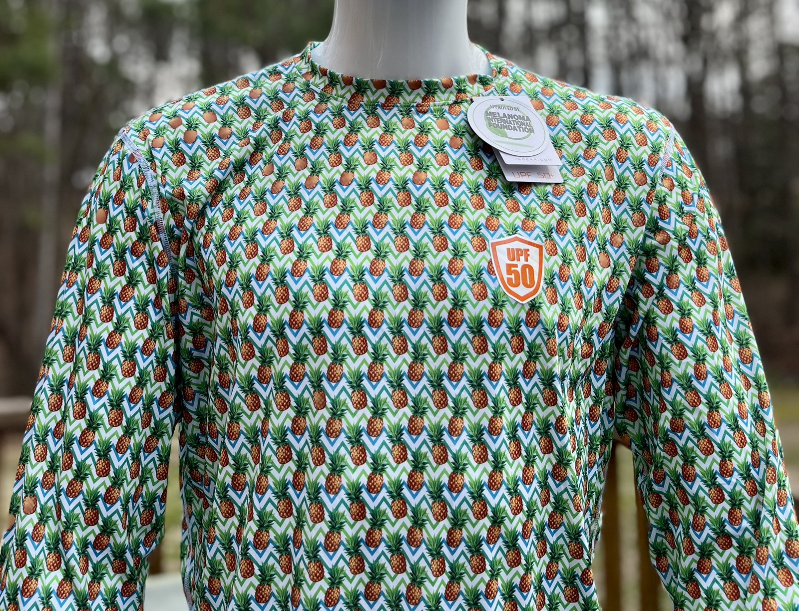 InGear Men’s UPF 50+ Rash Guard – Pineapple Print Long Sleeve Swim Shirt S-3XL