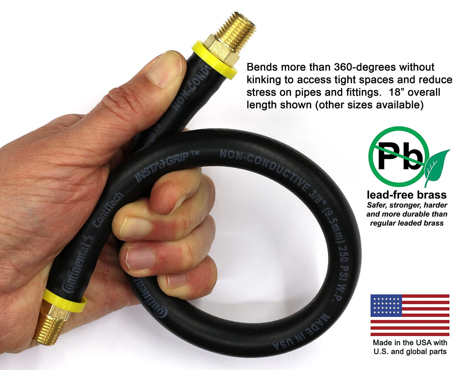 18-inch Short Air Compressor Hose: 1/4″ Male NPT To 1/4″ Male NPT Connections…