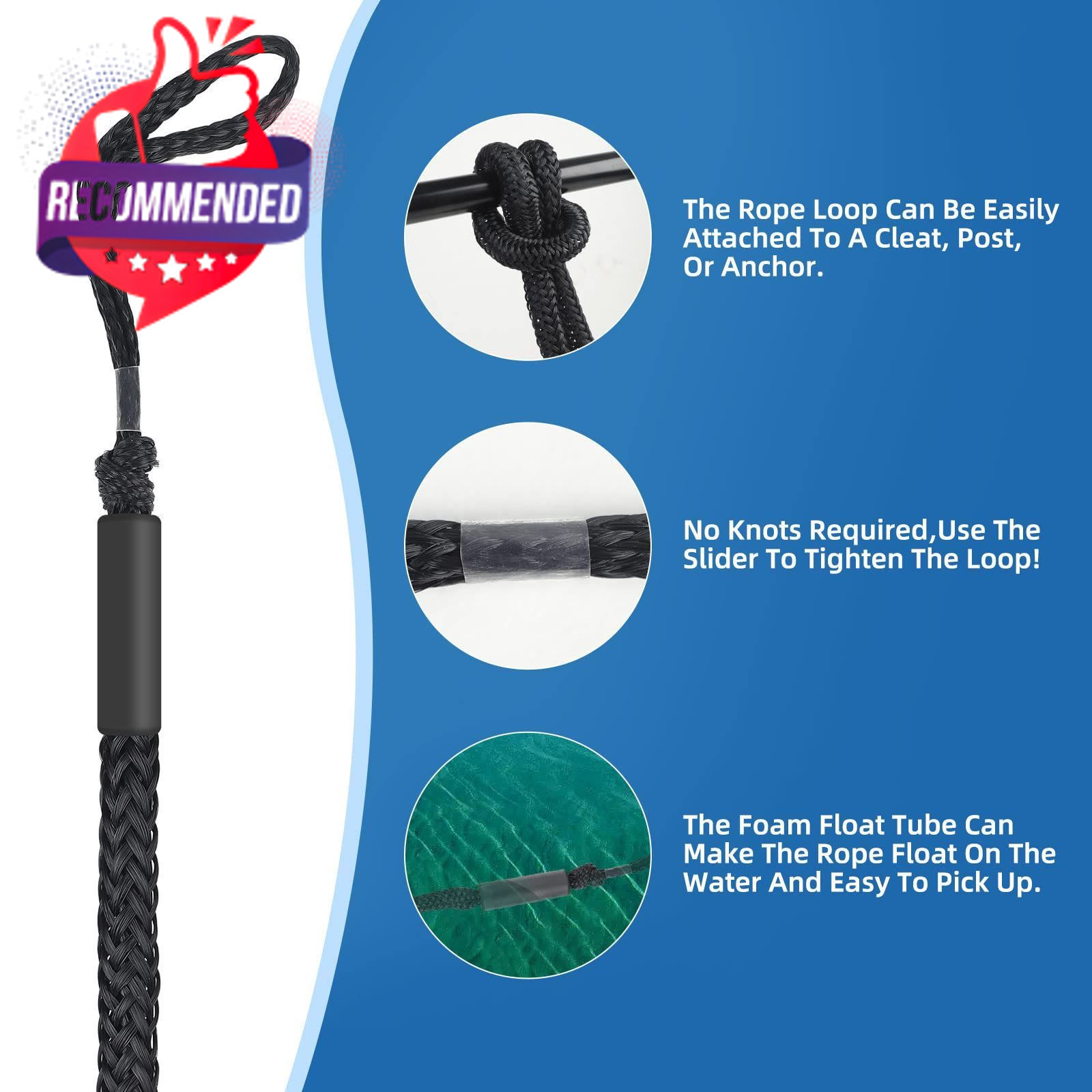Bungee Dock Lines for Boats 4ft, 2 Pack Shock Absorbing Mooring 4Ft, Black