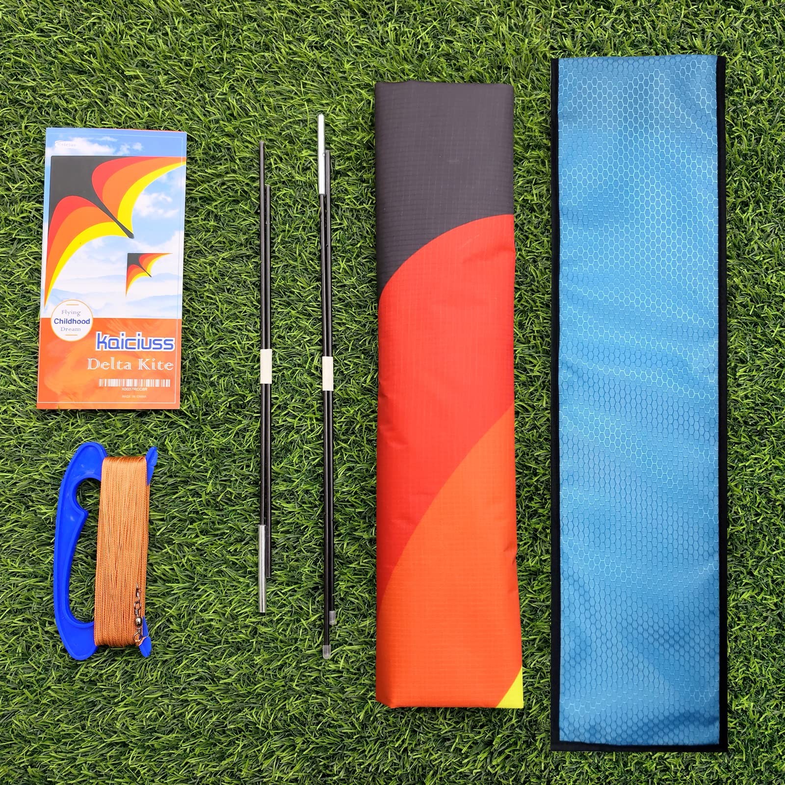 Delta Kite for Kids & Adults Easy X-Large, Red,Orange,Yellow,Black