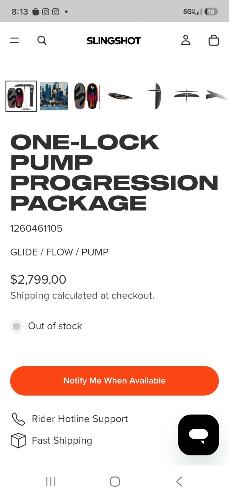 Slingshot Pump Foil Surf Package (or individual parts)