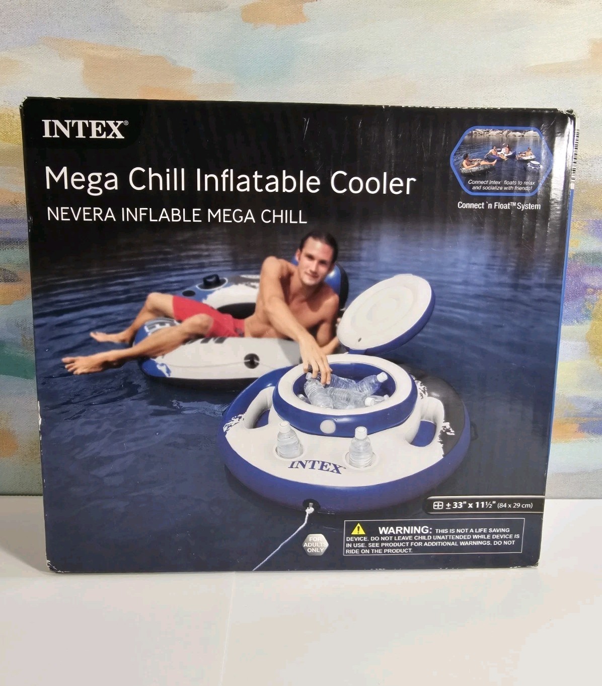 Intex Mega Chill, Inflatable Floating Cooler, +/- 33″ Diameter 30 can capacity