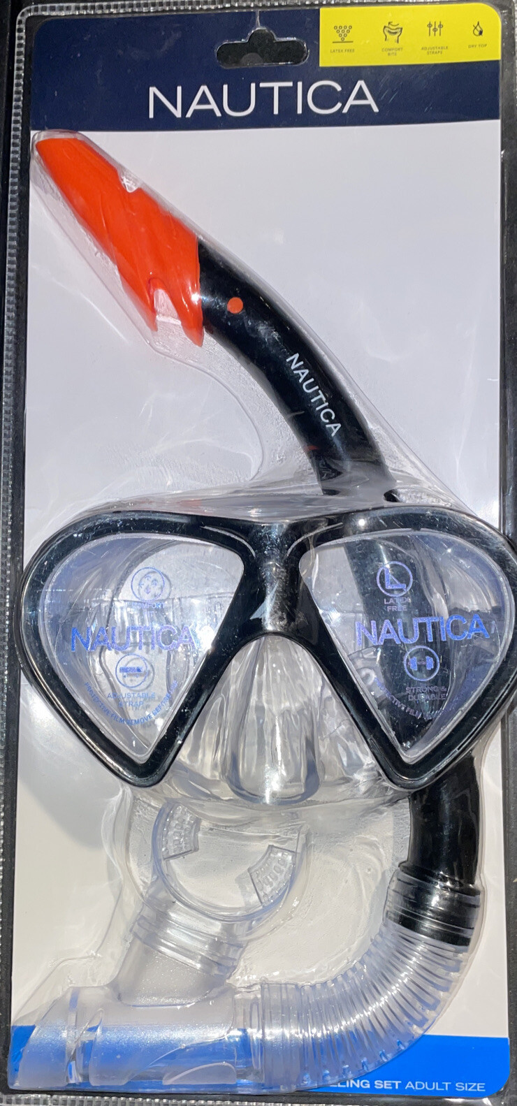 Nautica Adult Size Diving Snorkeling Set – NEW – Black & Orange – 2 pieces