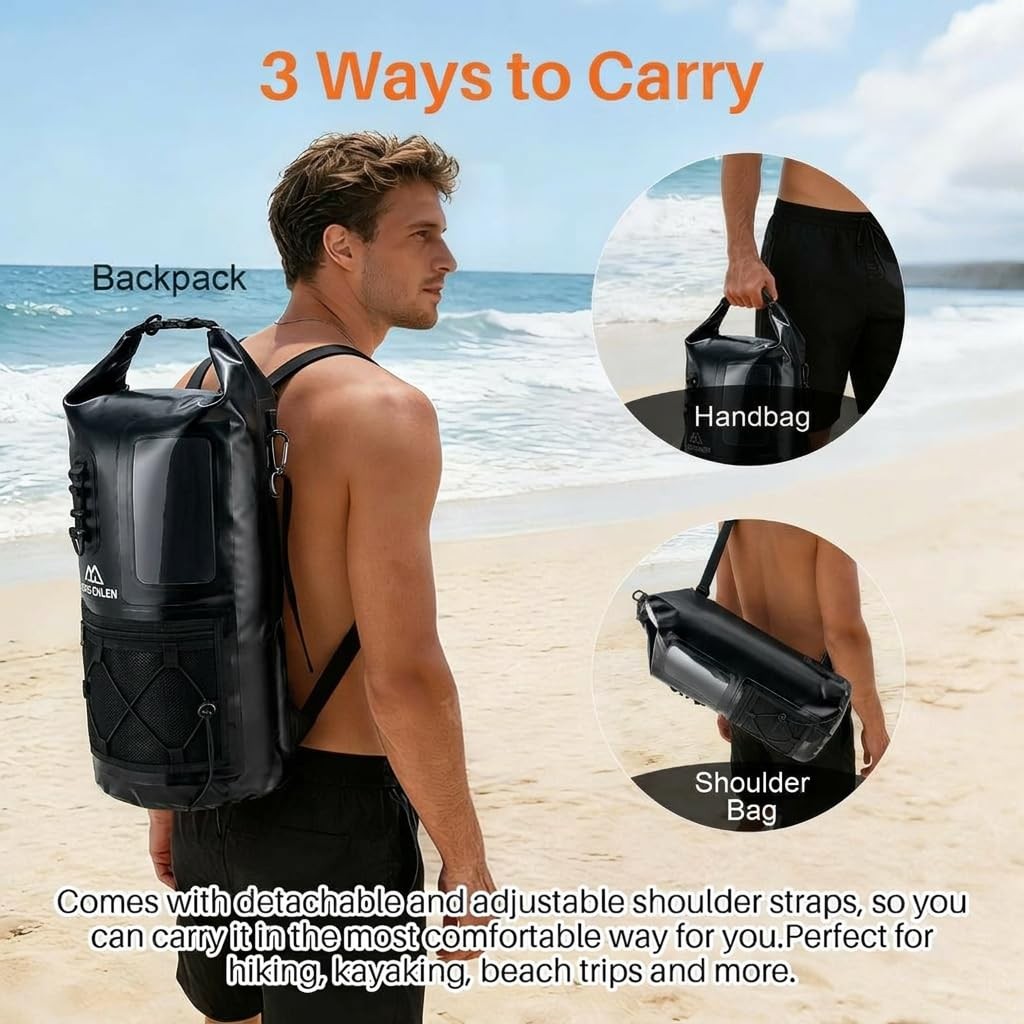 Waterproof Dry Bag 500D PVC Roll Top Dry Sack with 3 Carrying Ways, Lightweig…