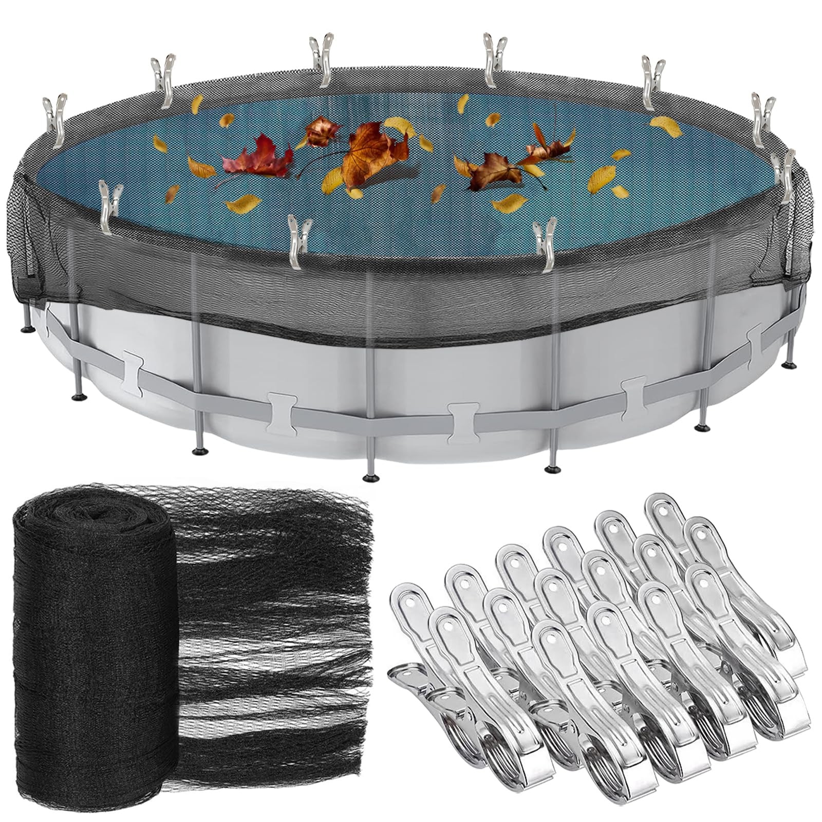 24ft Round Leaf Net Cover for Above Ground Pools – Winter Mesh Safety Cover