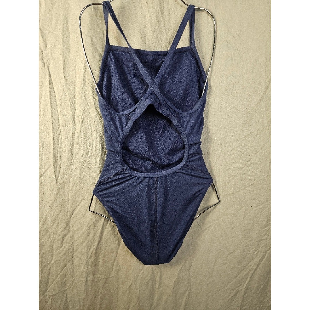 Speedo Endurance+ Womens Navy Blue Crossback One Piece Swimsuit Size 8/34
