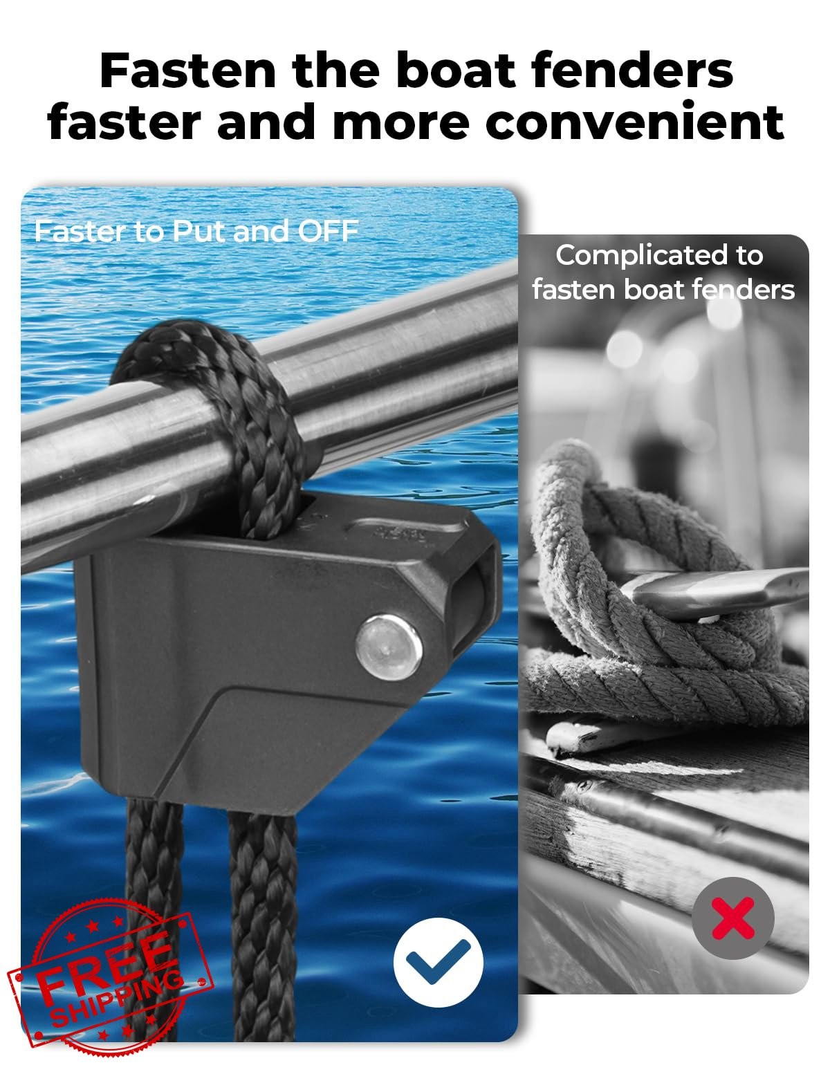 KEMIMOTO Boat Fender Clips Quick Release Rail Cleats Holder