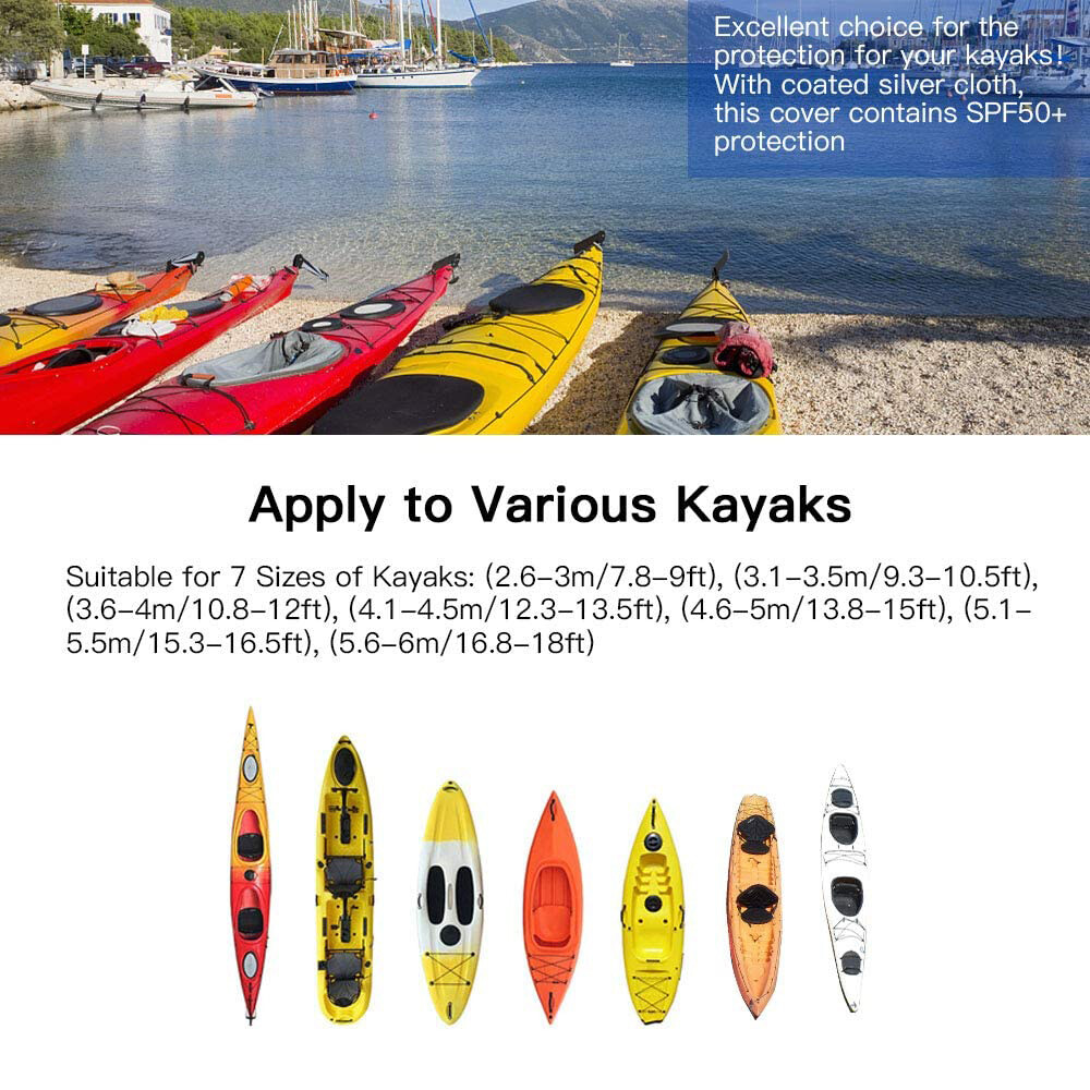 6.9-16.4ft Waterproof Universal Kayak Canoe Cover UV50+ Shield Boat UV Protector