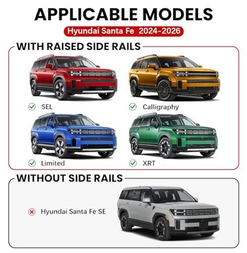 300lbs Roof Rack Cross Bars Compatible with 2024-2026 Hyundai Santa Fe