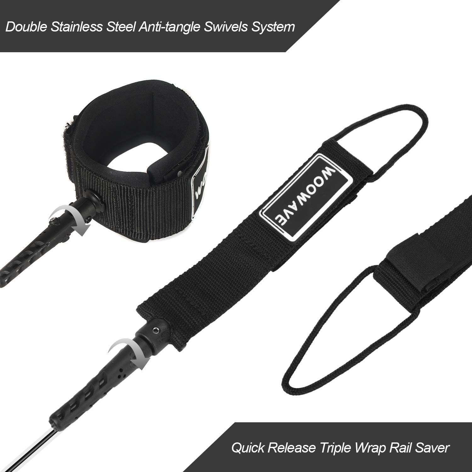 WOOWAVE Surfboard Leash Premium Surf Leash SUP Leg Rope Straight 6/7/8/9 feet…