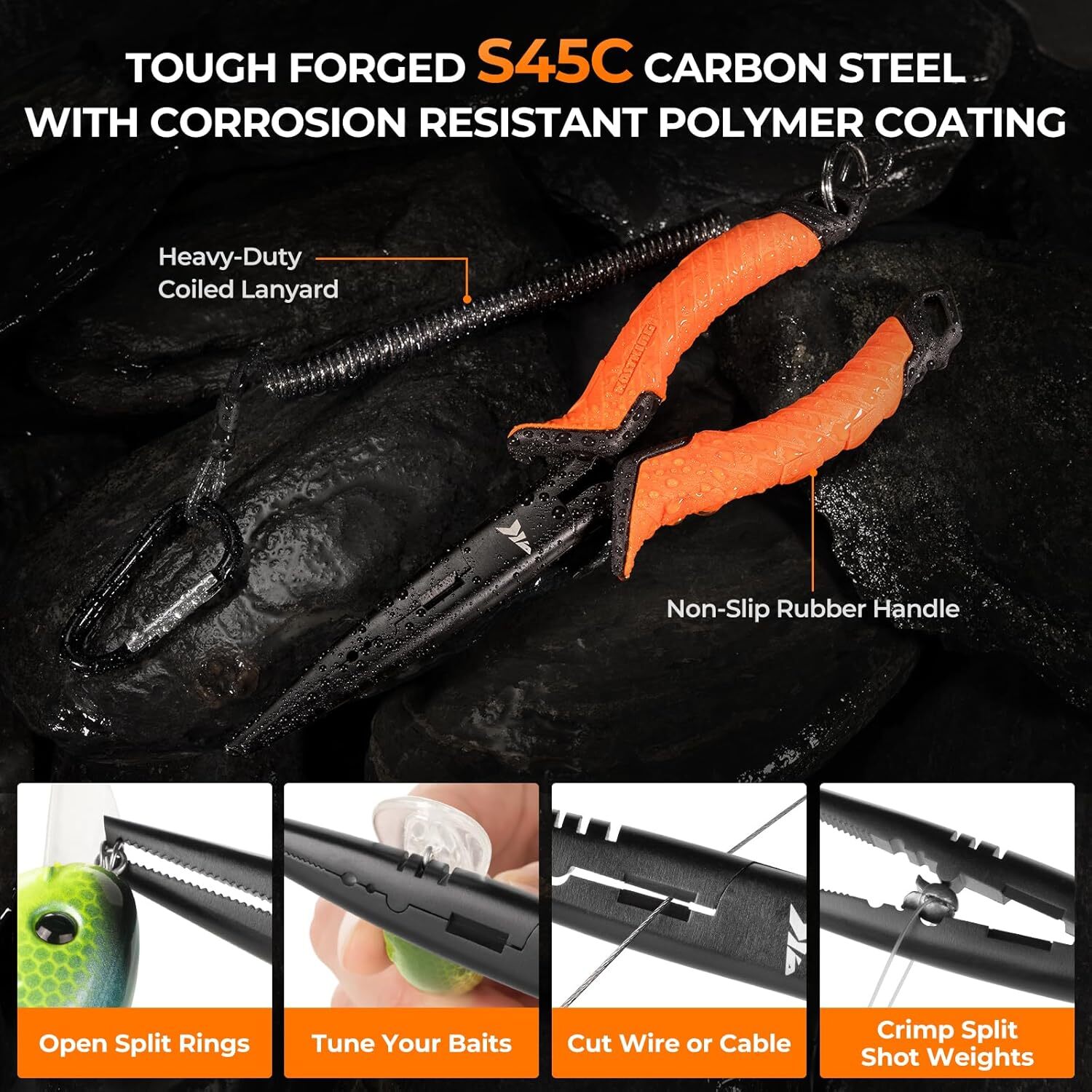 KastKing SteelStream 8pc Fishing Tool Kit Pliers Fillet Knife Lip Gripper & More