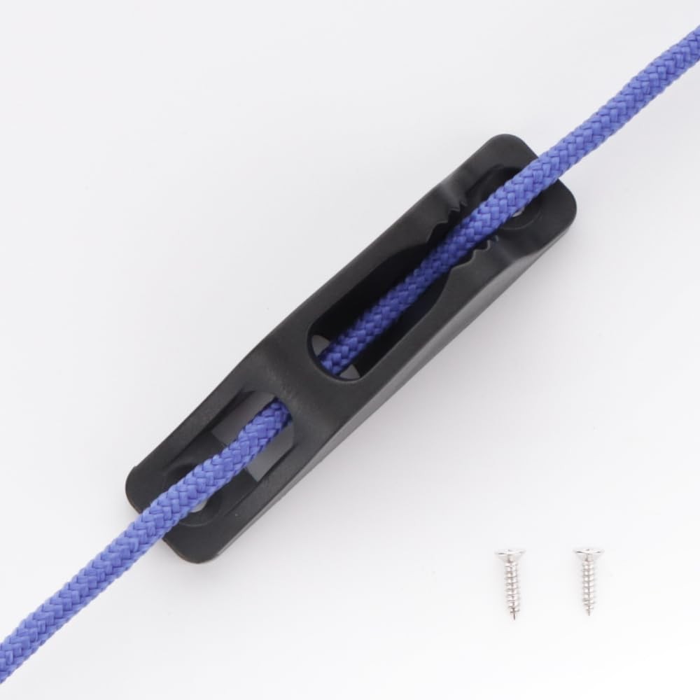 2PCS Nylon Kayak Cord Lock Cleat Rope Cleat for 6mm Soft Rope with Screws