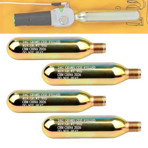 2Gram CO2 Rearming Cylinder 1/2-inch Replacement Thread CO2 4 4-Pack Metal