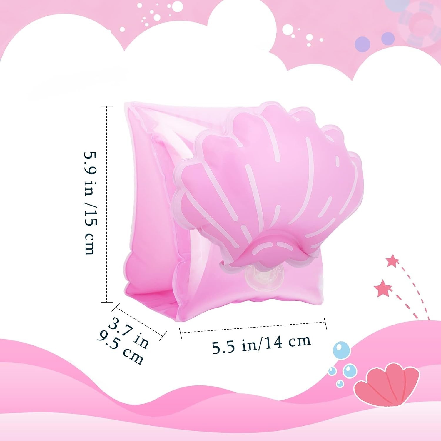 Cute Scallop Inflatable Arm Bands for 3-6 Olds – Enhance Swimming Skills