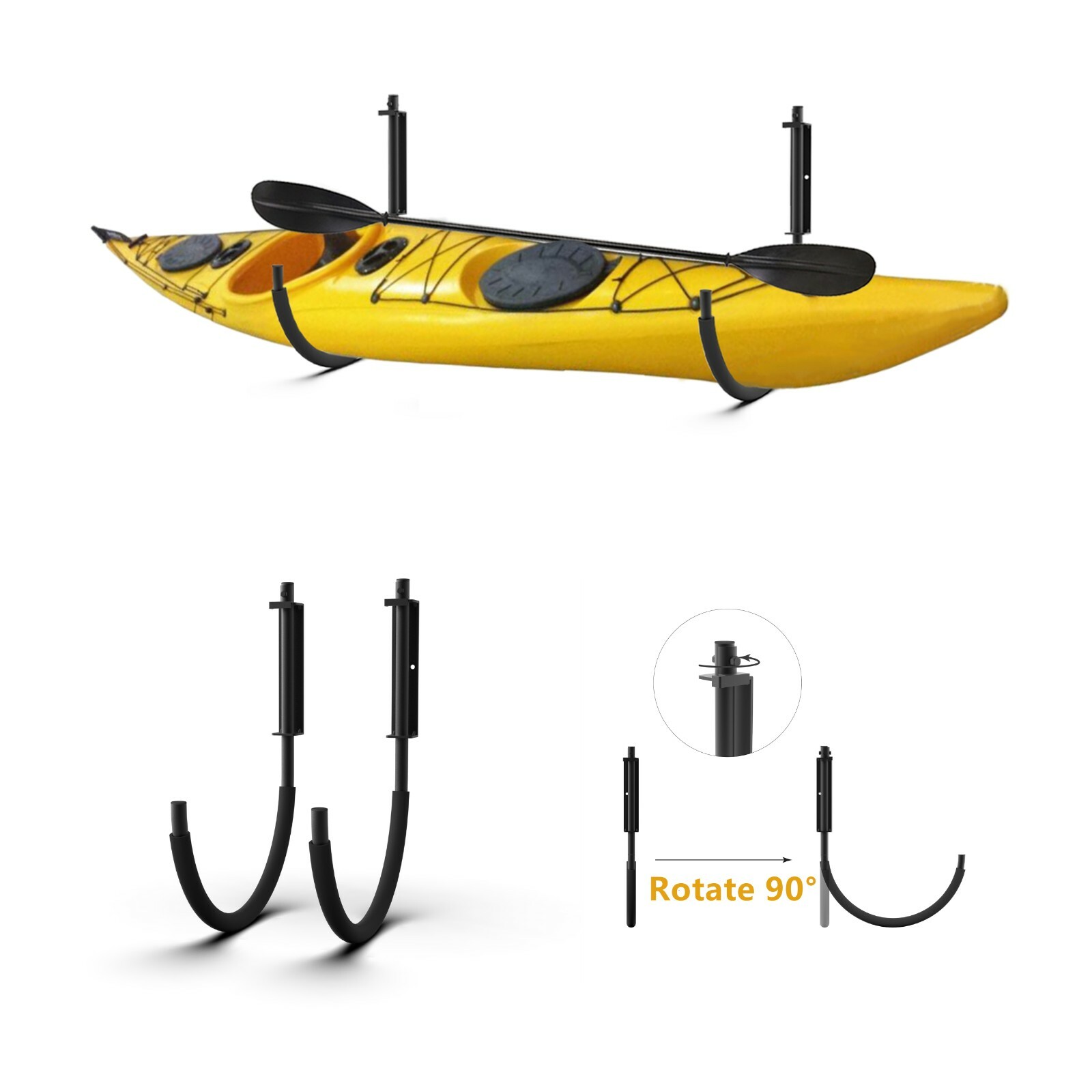 2 Pcs Kayak Storage Wall Mount Hanger Rack for Canoe Paddle Kayak Hanging Hooks