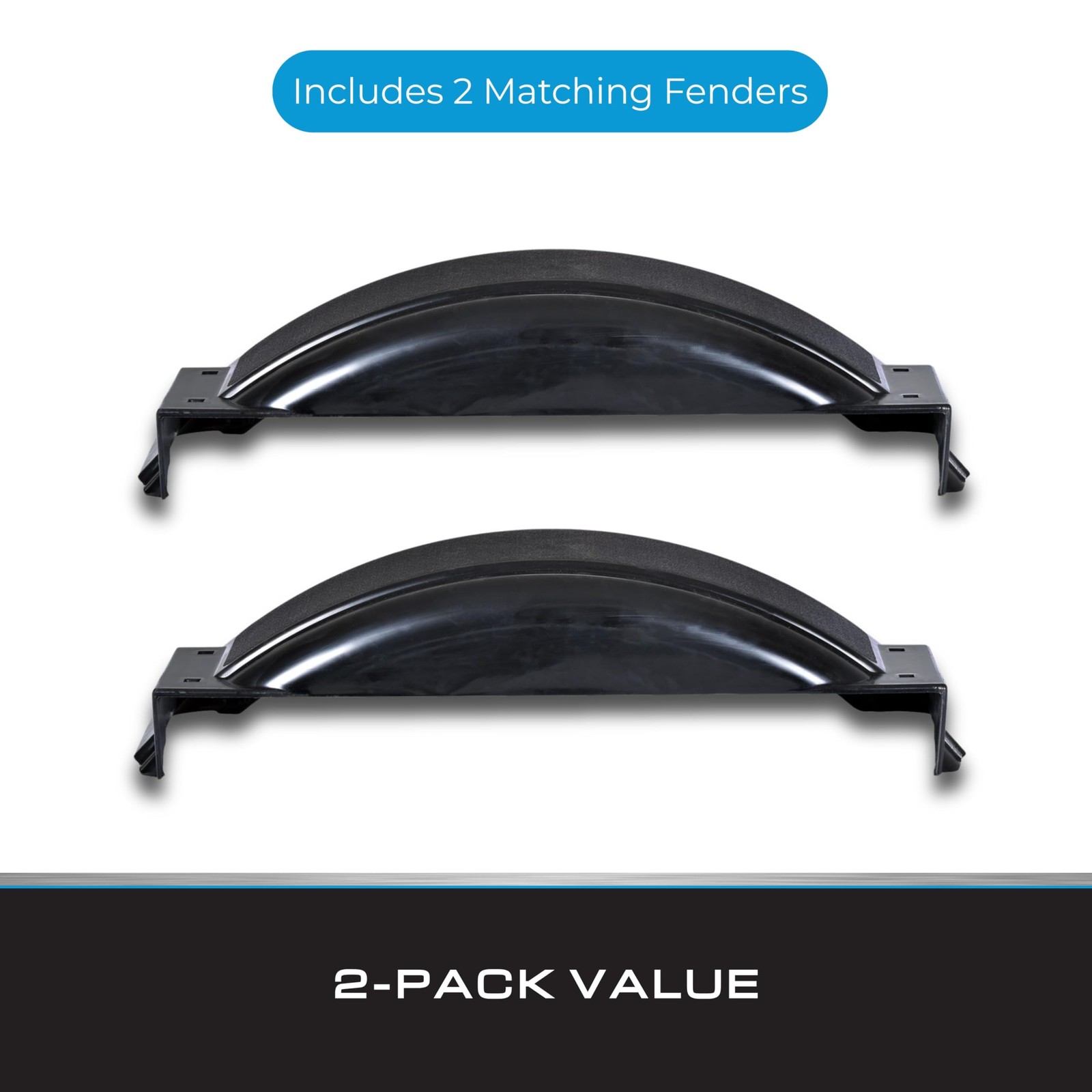 Black Plastic Trailer Fender for Small Wheels – Durable Polyethylene – 2 Pack