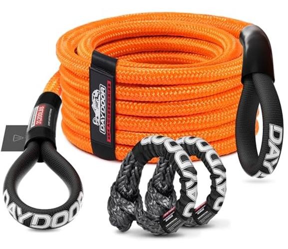 Recovery Tow Rope Kit with 2 Soft Shackles, 7/16 Inch x 30 ft 31,200 Lbs