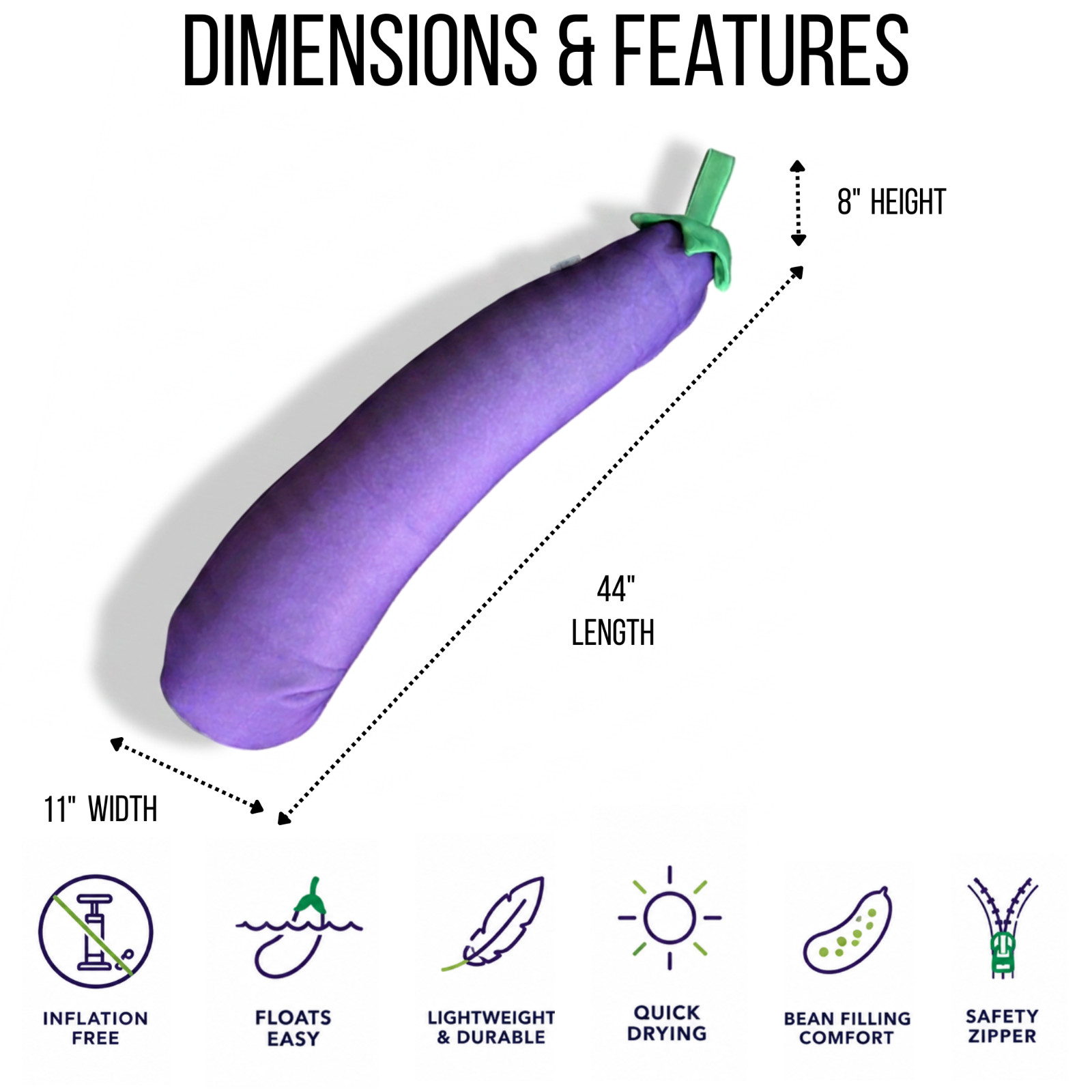 The BeanDock Eggplant Pool Float | Bean Bag Float | No Inflation | Adult Lounger